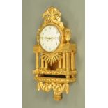 A Continental gilt painted wooden wall clock, with two-train striking movement by Lenzkirch.