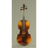 A German viola, circa 1960, with internal label printed "Berini", with two piece back. Body 39.