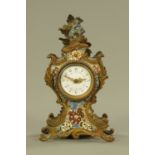 A 19th century French Champleve enamel mantle clock,