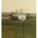 Norman Battershill, oil on board "White Cottage", 40 cm x 36 cm, framed, signed.
