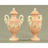 A pair of Royal Worcester style classical vases,
