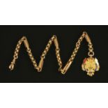 A 9 ct gold Albert chain,