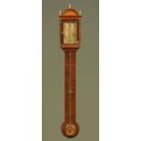 A Georgian mahogany stick barometer by Manticha London, paper label and inlaid case. Height 102 cm.