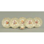 A Helena Wolfsohn Augustus Rex small cup and saucer, five Schumann pierced foliate patterned plates,