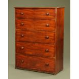 A Victorian tall mahogany chest of drawers,