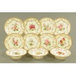 An Edwardian dessert service, hand painted with floral sprays, eleven pieces.