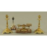 A set of postal scales and weights, length 18 cm,