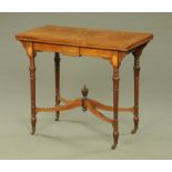 An Edwardian inlaid rosewood turnover top games table,