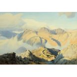 William Heaton Cooper (1903-1995) a watercolour "Above the Mist Langdale", 55 cm x 38 cm, framed,