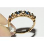 9 ct gold diamond and sapphire ring, size N, weight approx 2.