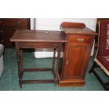 Early 20th century mahogany pot cupboard and rectangular oak occasional t bale