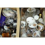 2 boxes of mugs, glassware,etc.