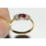 18 ct gold diamond and ruby ring, size O, weight approx 2.