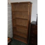 Pine tall freestanding bookcase with adjustable shelves