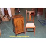 Early 20th century mahogany bedroom chair and Queen Anne style walnut bedside cupboard