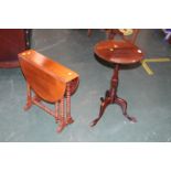 Mahogany tripod table and walnut Sutherland table with turned supports