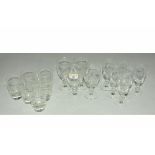 Box of etched glassware, small tumblers,