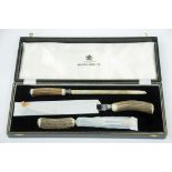 Cased antler handled carving set