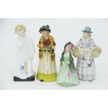 Four Royal Doulton figurines "Two a Penny", "Darling",