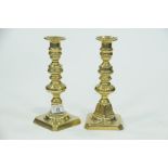 Pair of 19th century brass candlesticks,