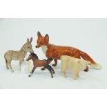 Beswick fox, donkey,