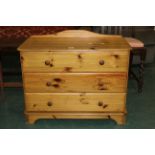 Miniature modern pine 3 drawer chests of drawers