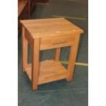Modern oak side table with drawer to front