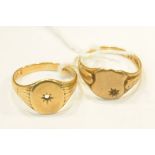 Two 9 ct gold gents rings, weight approx 9.