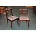 Pair of Regency mahogany dining chairs with floral seats