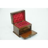Late 19th/early 20th century jewellery box with internal drawer, length 16 cm, width 13 cm,