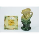 Late 19th/early 20th century Toby jug and English 6" Majolica tile