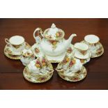 Royal Albert Old Country Rose 23 piece tea set, 6 cups, 6 saucers, 6 side plates, jug and bowl,