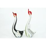 2 glass bird ornaments