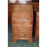 Oak 3 drawer bureau with brass drop handles