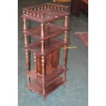 Oak 3 tier whatnot with galleried upper level