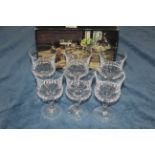 Six Orrefors white wine glasses