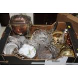 Box of brassware, copperware,