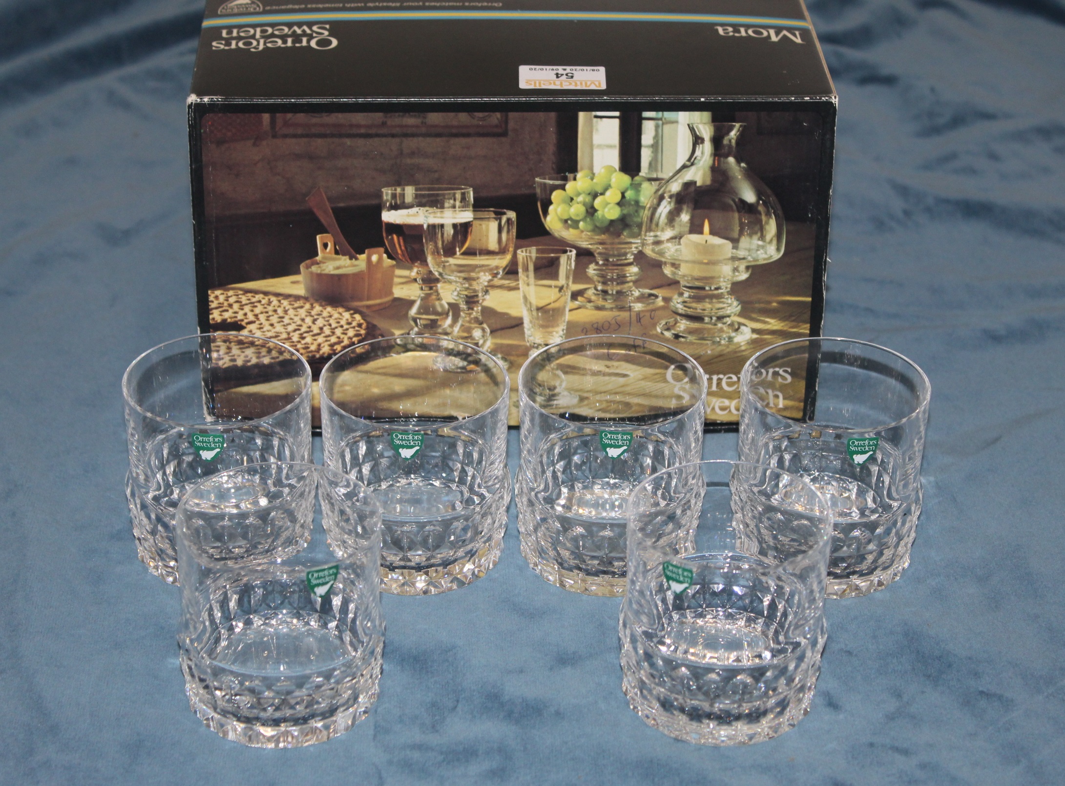 Six Orrefors glass tumblers