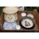 Box of Crown Ducal planter, Maling bowl, crockery,