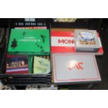 Crate of board games, Monopoly,