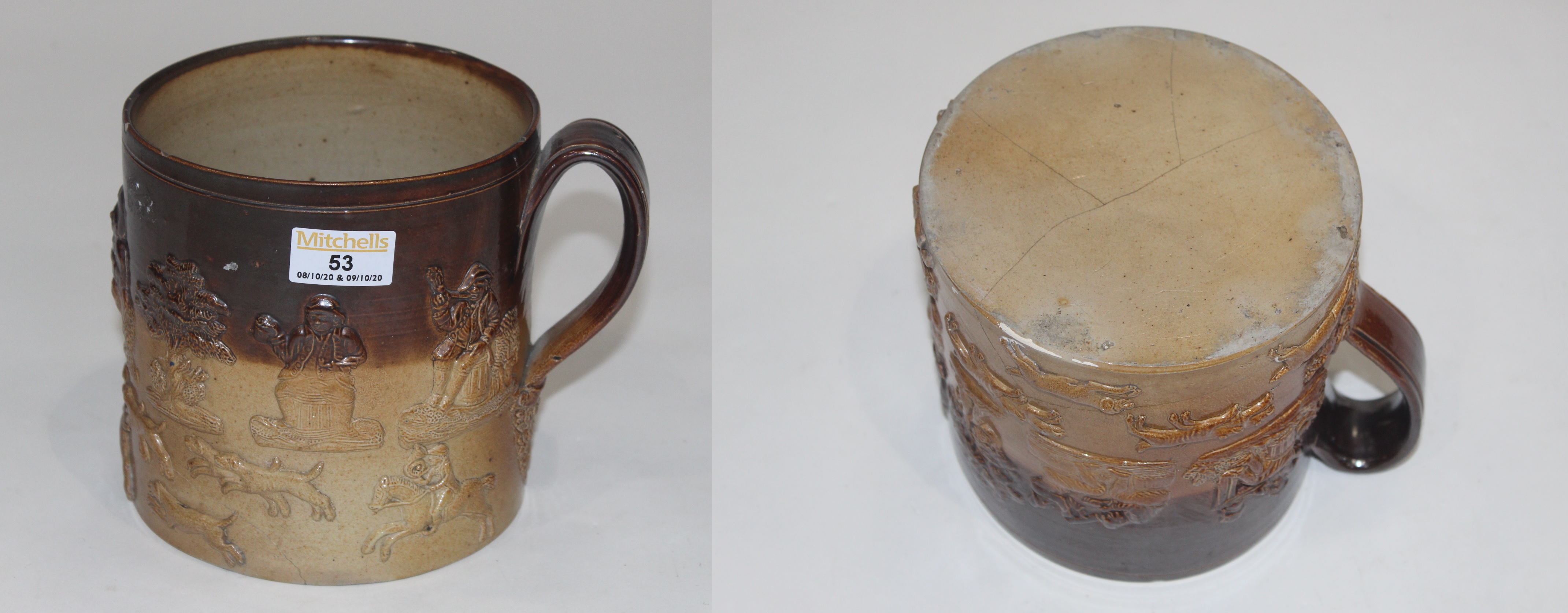 Large hunting tankard in the Doulton Lambeth style, height 16.