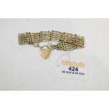 9 ct gold gate bracelet with padlock,