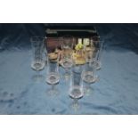 Six Orrefors champagne flutes with box