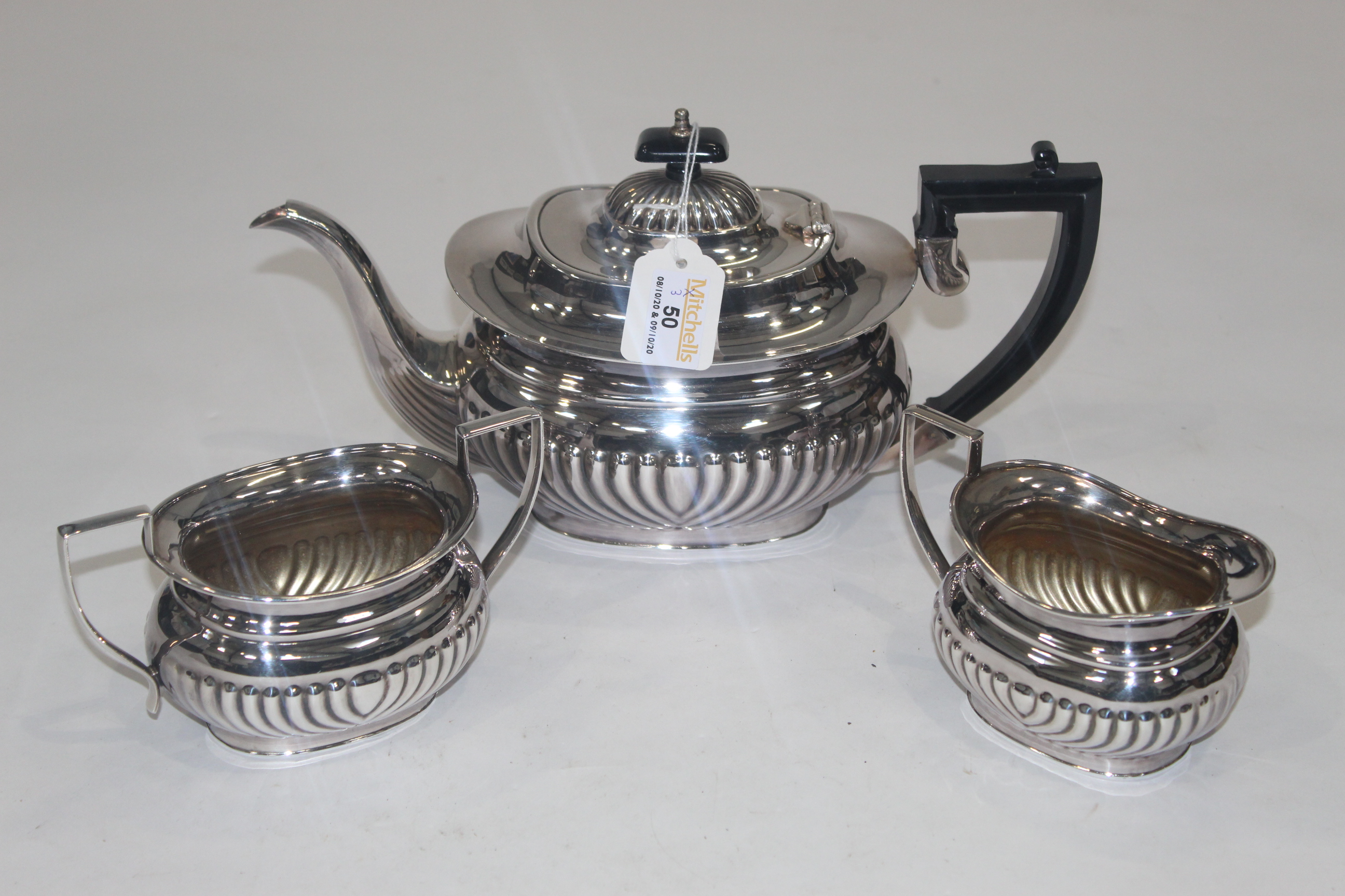 Three piece silver plated tea service