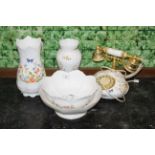 Five pieces of Aynsley, comprising 2 vases, 2 bowls,