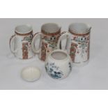 Three graduated Chelsea pottery patterned jugs & Saddler ginger jar