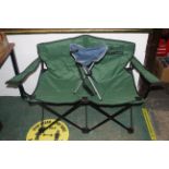 Folding camping two seater chair and folding camping stool