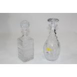 Two glass decanters both with stoppers