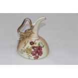 Royal Worcester style floral jug, with blush ivory ground,