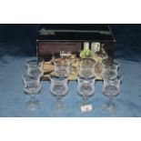 Eight Orrefors drinking glasses and box